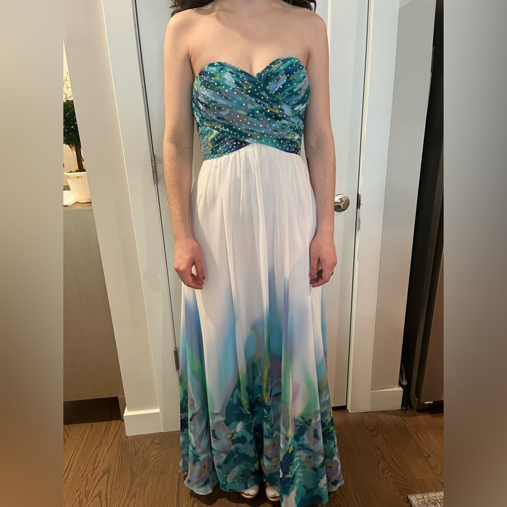 Cachet white/turquoise dress size 4 new w tags